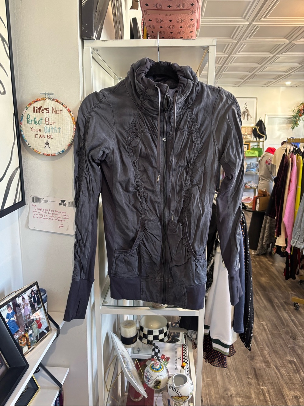 lululemon athletica Charcoal Gray Ruched Full-Zip up Jacket